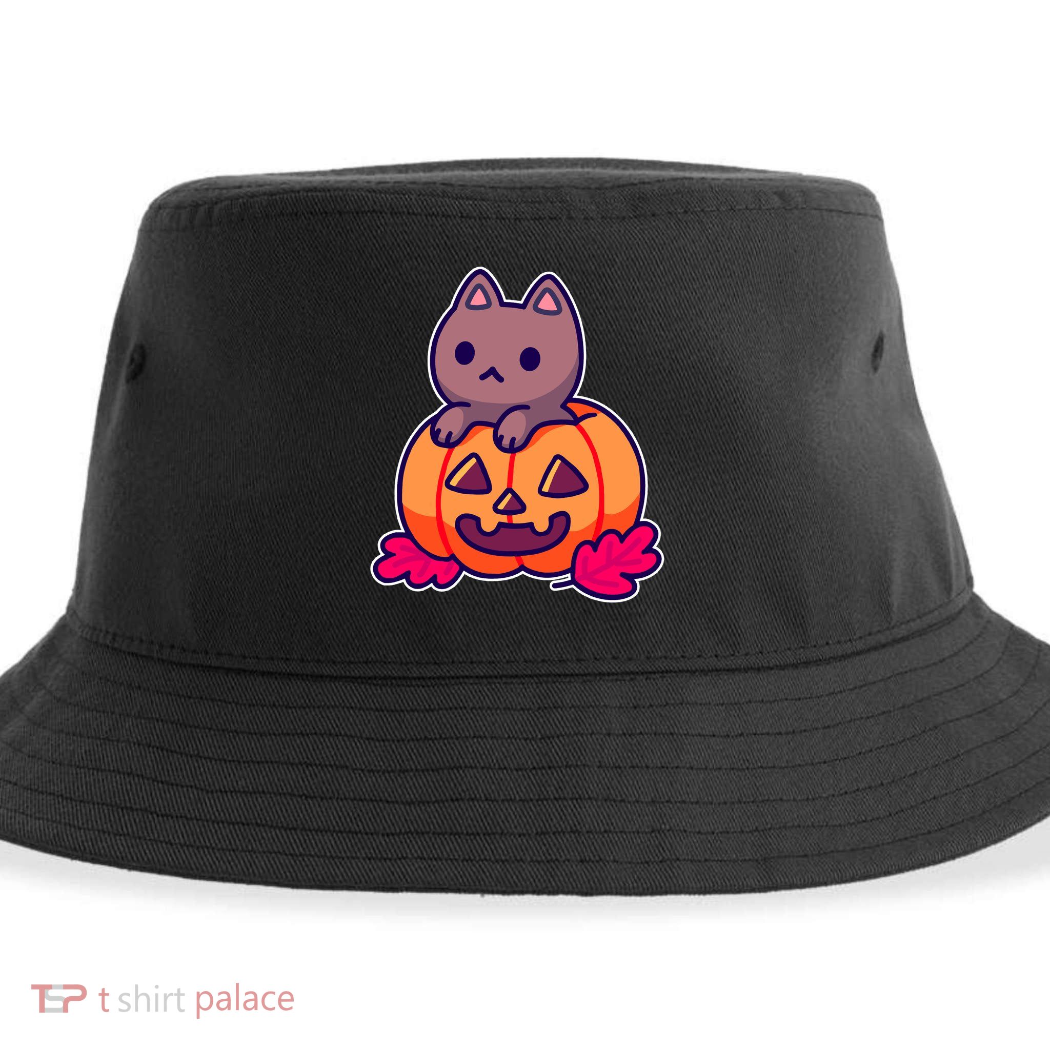 Kitten In pumpkin Cute Halloween Sustainable Bucket Hat