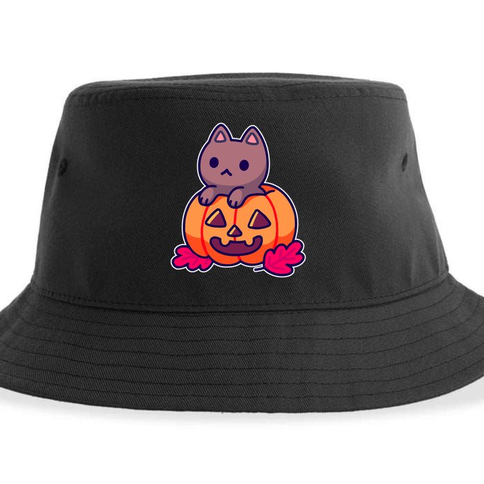 Kitten In pumpkin Cute Halloween Sustainable Bucket Hat