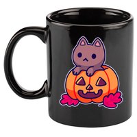 Kitten In pumpkin Cute Halloween 11oz C Handle Ceramic Mug