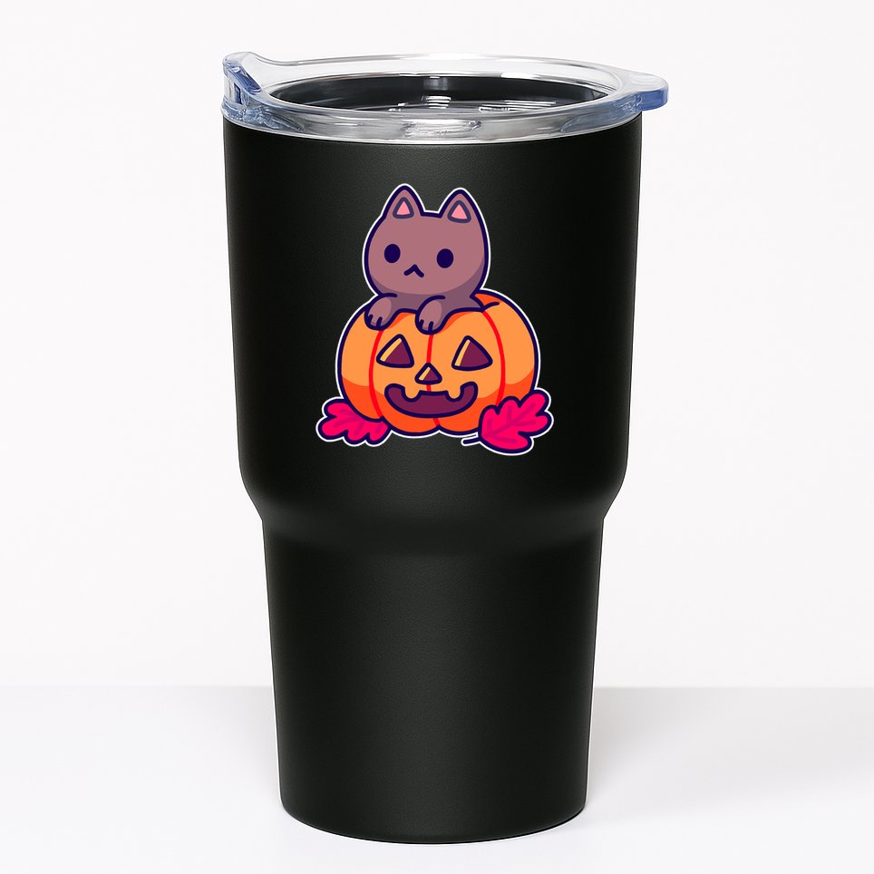 Kitten In pumpkin Cute Halloween Tumbler