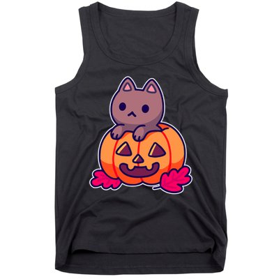 Kitten In pumpkin Cute Halloween Tank Top