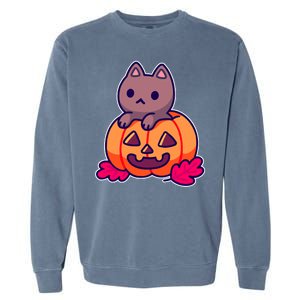 Kitten In pumpkin Cute Halloween Garment-Dyed Sweatshirt