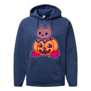 Kitten In pumpkin Cute Halloween Performance Fleece Hoodie