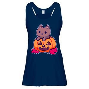 Kitten In pumpkin Cute Halloween Ladies Essential Flowy Tank