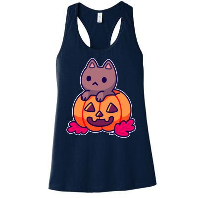 Kitten In pumpkin Cute Halloween Women's Racerback Tank