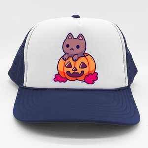 Kitten In pumpkin Cute Halloween Trucker Hat