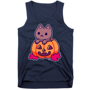 Kitten In pumpkin Cute Halloween Tank Top