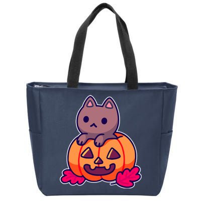 Kitten In pumpkin Cute Halloween Zip Tote Bag