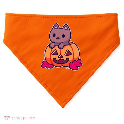 Kitten In pumpkin Cute Halloween USA-Made Doggie Bandana