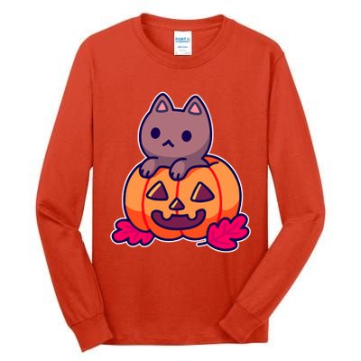 Kitten In pumpkin Cute Halloween Tall Long Sleeve T-Shirt