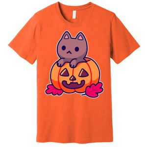 Kitten In pumpkin Cute Halloween Premium T-Shirt