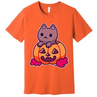 Kitten In pumpkin Cute Halloween Premium T-Shirt