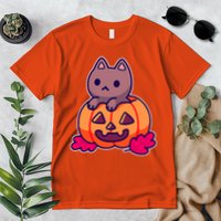 Kitten In pumpkin Cute Halloween Premium T-Shirt