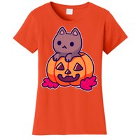 Kitten In pumpkin Cute Halloween Women's T-Shirt