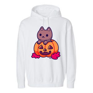 Kitten In pumpkin Cute Halloween Garment-Dyed Fleece Hoodie