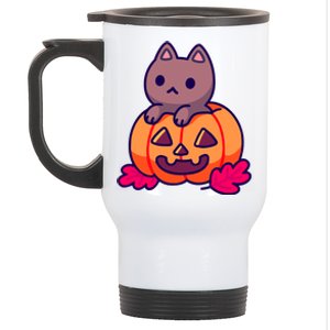 Kitten In pumpkin Cute Halloween Stainless Steel Travel Mug