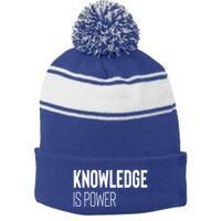 Knowledge Is Power Gift Stripe Pom Pom Beanie