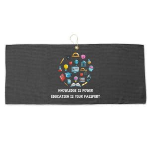 Knowledge Is Power Education Is Your Passsport Gift Large Microfiber Waffle Golf Towel