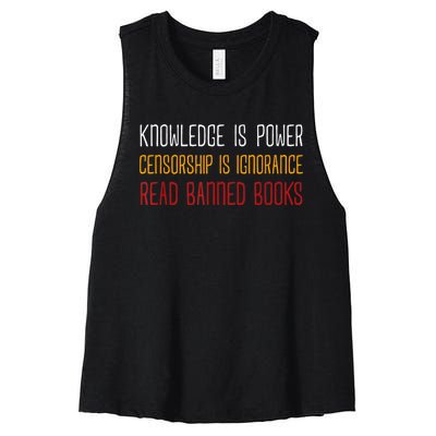 Knowledge Is Power Censorship Is Ignorance Read Banned Books Women's Racerback Cropped Tank