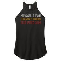 Knowledge Is Power Censorship Is Ignorance Read Banned Books Women’s Perfect Tri Rocker Tank