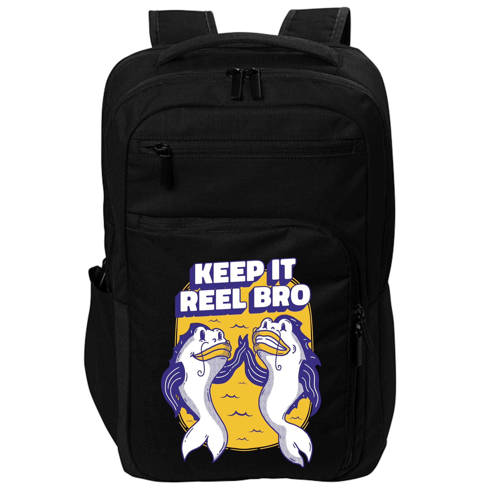 Keep It Reel Bro Funny Fishing Impact Tech Backpack