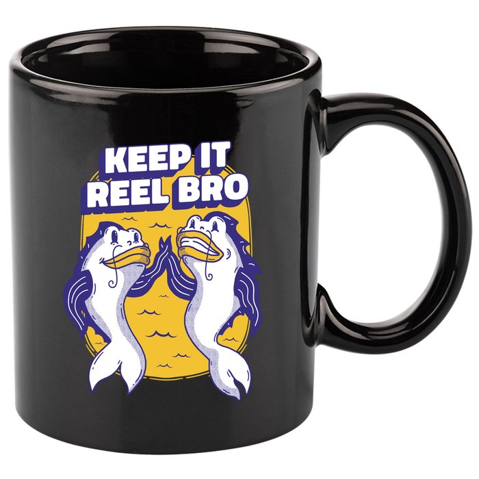 Keep It Reel Bro Funny Fishing 11oz C Handle Ceramic Mug
