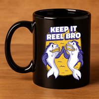 Keep It Reel Bro Funny Fishing 11oz C Handle Ceramic Mug