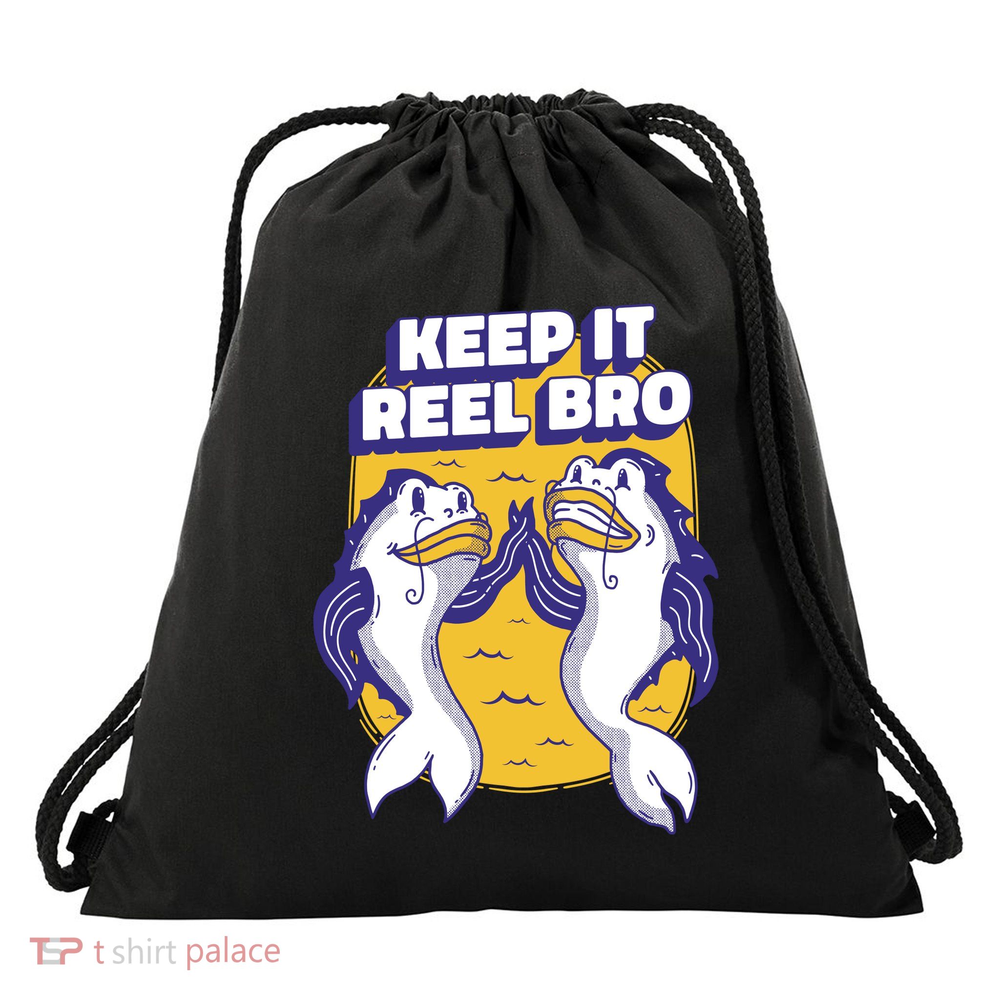 Keep It Reel Bro Funny Fishing Drawstring Bag