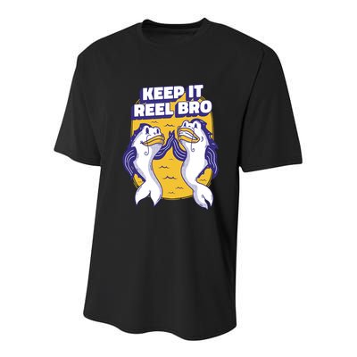 Keep It Reel Bro Funny Fishing Youth Performance Sprint T-Shirt