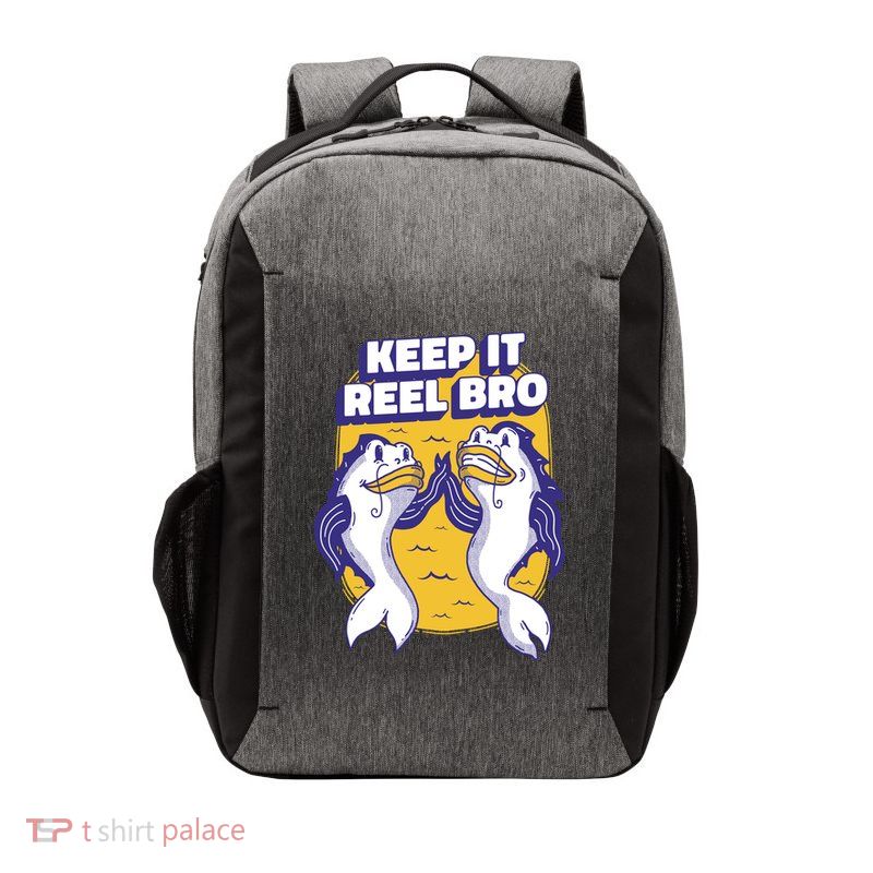 Keep It Reel Bro Funny Fishing Vector Backpack