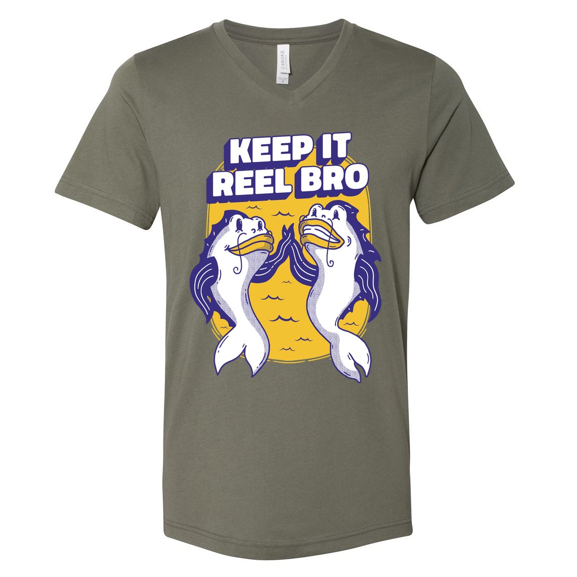 Keep It Reel Bro Funny Fishing V-Neck T-Shirt