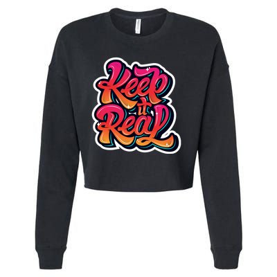 Keep It Real Graffiti Art Cropped Pullover Crew