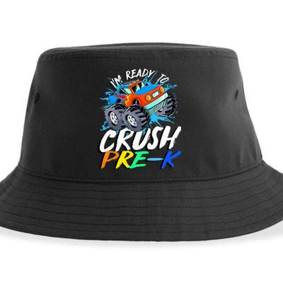 Kids Im Ready To Crush Pre K Monster Truck Prek Back To School Sustainable Bucket Hat