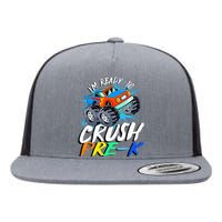 Kids Im Ready To Crush Pre K Monster Truck Prek Back To School Flat Bill Trucker Hat