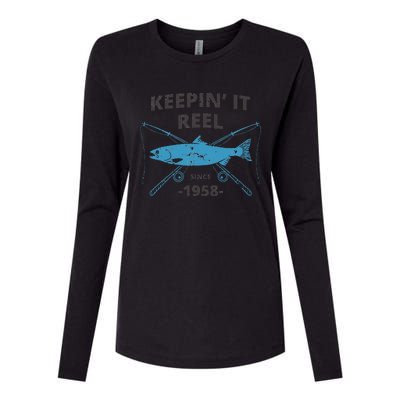 Keepin It Reel Since 1958 61st Birthday Fishing Gift Womens Cotton Relaxed Long Sleeve T-Shirt