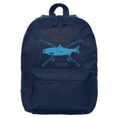 Keepin It Reel Since 1958 61st Birthday Fishing Gift 16 in Basic Backpack