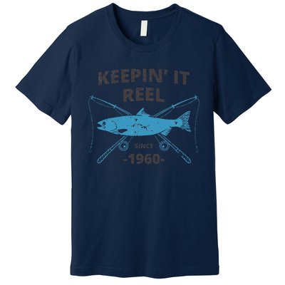 Keepin It Reel Since 1960 Fishing Gift 60th Birthday Gift Premium T-Shirt