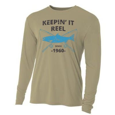 Keepin It Reel Since 1960 Fishing Gift 60th Birthday Gift Cooling Performance Long Sleeve Crew