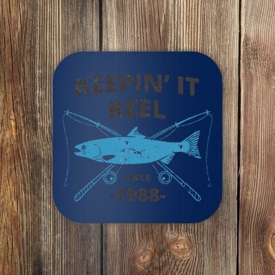 Keepin It Reel Since 1988 31st Birthday Fishing Gift Coaster