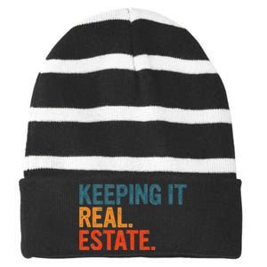 Keeping It Real Funny Real Estate Agent Striped Beanie with Solid Band