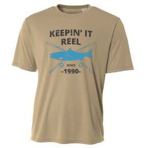 Keepin It Reel Since 1990 Fishing Gift 30th Birthday Cooling Performance Crew T-Shirt