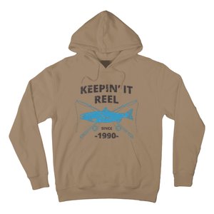 Keepin It Reel Since 1990 Fishing Gift 30th Birthday Hoodie