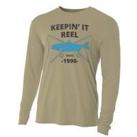 Keepin It Reel Since 1990 Fishing Gift 30th Birthday Cooling Performance Long Sleeve Crew