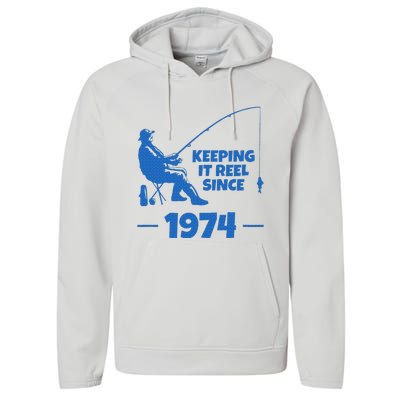 Keeping It Reel Since 1974 Funny Fishing Performance Fleece Hoodie