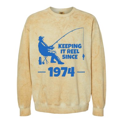 Keeping It Reel Since 1974 Funny Fishing Colorblast Crewneck Sweatshirt