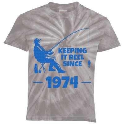 Keeping It Reel Since 1974 Funny Fishing Kids Tie-Dye T-Shirt