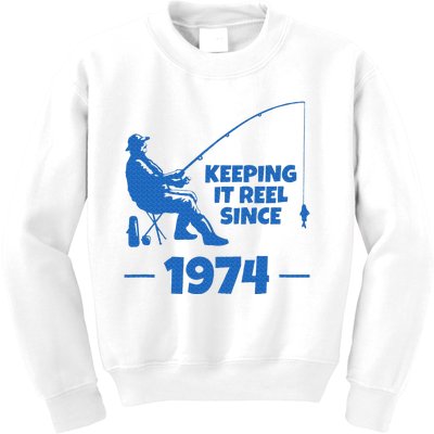 Keeping It Reel Since 1974 Funny Fishing Kids Sweatshirt