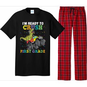 Kids I'm Ready To Crush First Grade Monster Truck Dinosaur Boys Back To School Pajama Set