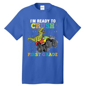 Kids I'm Ready To Crush First Grade Monster Truck Dinosaur Boys Back To School Tall T-Shirt