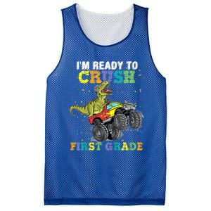 Kids I'm Ready To Crush First Grade Monster Truck Dinosaur Boys Back To School Mesh Reversible Basketball Jersey Tank